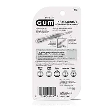 GUM Proxabrush Go-Betweens - Tight - Interdental Brushes - Soft Bristled Dental Picks for Plaque Removal Health - Safe for Braces & Dental Devices, 10ct (6pk)