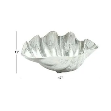 Deco 79 Aluminum Metal Shell Decorative Decorative Bowl Shell Decorative Container, Decorative Keepsake Box 17" x 11" x 7", Silver