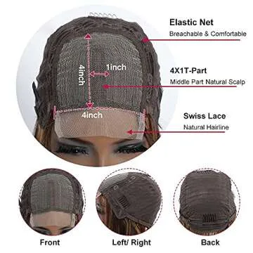 Royal Lady Glueless 4/27 Highlight Bob Human Hair Wigs Brazilian Straight 4×1 T Part Lace Closure Short Bob Wigs For Black Women Ombre Honey Blonde Colored Pre Plucked with Baby Hair (10inch)