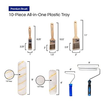 Pro Grade Paint Roller & Brush Set - 10 Piece Kit for All Uses