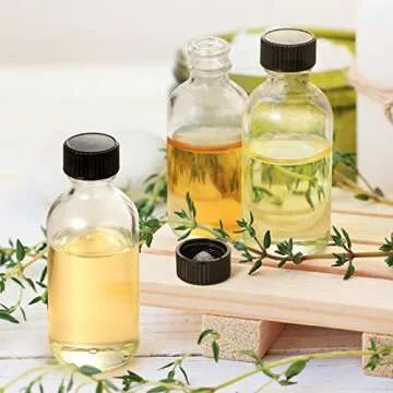 24 Pack, 2 oz Small Clear Glass Bottles w/ Lid & 6 Stainless Steel Funnels - 60ml Boston Sample Bottles - Mini Travel Essential or Decorative Bottles for Potion, Juice, Wellness, Ginger Shots, Whiskey