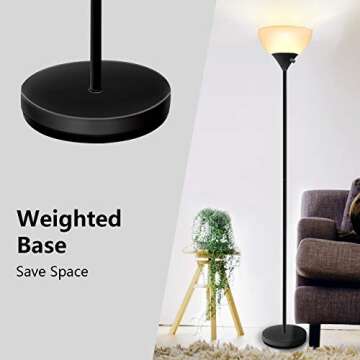Floor Lamp - LED Floor Lamp, 70inch Modern Standing Lamp, 9W Energy Saving, 40000h Long Lifespan, 3000K Warm White, Eye-Caring, Torchiere Floor Lamps for Bedrooms, Living Room, Office, Reading