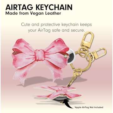 Sonix Keychain Case Compatible with Apple AirTag | Protective AirTag Cover Keychain | Pink Bow