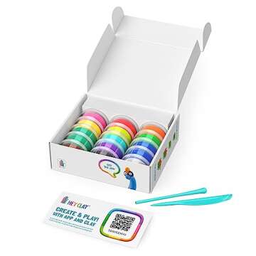 Hey Clay Dinos Set-Colourful Modeling Kids-Air Dry Clay Kit 15 cans and Sculpting Tools with Fun Int...