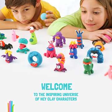 Hey Clay Dinos Set-Colourful Modeling Kids-Air Dry Clay Kit 15 cans and Sculpting Tools with Fun Interactive Instructions App