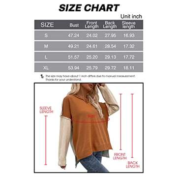 Yizenge Women's Casual Crewneck Color Block Sweater Oversized Loose Knit Pullover Long Sleeve Tunic Tops Blouses Orange