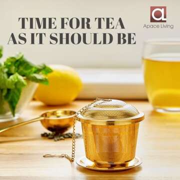 Tea Infuser (Set of 2) with Tea Scoop and Drip Dray - Ultra Fine Tea Strainer for Loose Leaf Tea - Stainless Steel Tea Steeper for a Superior Brewing Experience