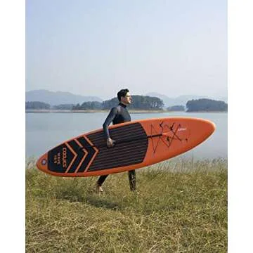 Cooyes Inflatable 10.6’x32’'x6’' (19.4 lbs) Stand Up Paddle Board with SUP Accessories & Backpack, Removable Fin, Ankle Leash, Adjustable Paddle, Hand Pump, Waterproof Phone Case, ISUP for Beginners