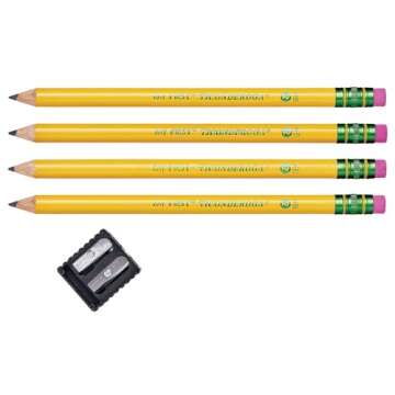 Ticonderoga My First Wood-Cased Pencils, Pre-Sharpened, 2 HB, With Sharpener, Yellow, 4 Count