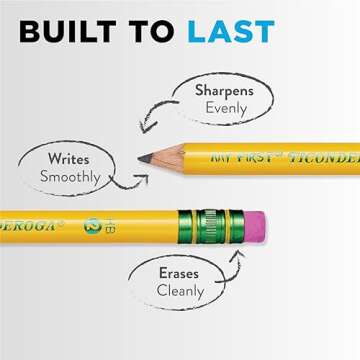 Ticonderoga My First Wood-Cased Pencils, Pre-Sharpened, 2 HB, With Sharpener, Yellow, 4 Count