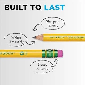 Ticonderoga My First Wood-Cased Pencils, Pre-Sharpened, 2 HB, With Sharpener, Yellow, 4 Count