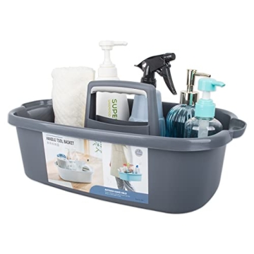 JiatuA Large Cleaning Caddy Portable Organizer Dark Gray