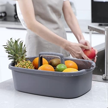 JiatuA Large Cleaning Caddy Portable Organizer Dark Gray
