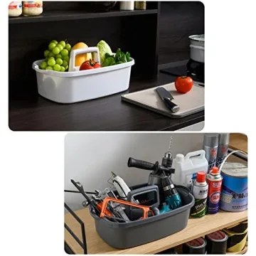 JiatuA Large Cleaning Caddy Portable Organizer Dark Gray