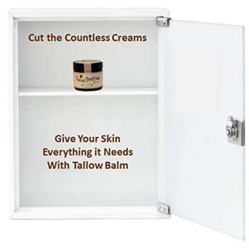 Vintage Tradition Beef Tallow Balm for Skin Care – Unscented, All Purpose Balm for Sensitive Skin Heals and Hydrates with Olive Oil + Tallow from Grass-Fed Cows – Beef Tallow for Skin, 2 fl. oz.