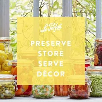 Le Parfait Super Jar, Canning Jar, 2L French Glass Canning Jar w/Round Body, Glass Jar With Airtight Lid, Canning Jar Wide Mouth, Glass Jar With Lid, Clear Jars, Clear Glass Jars (64oz/2 Quarts, 1 pk)