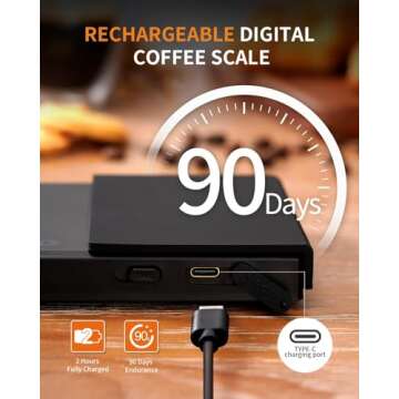 SHARDOR Professional Mini Coffee Scale with Timer 0.01oz High Precision Espresso Pour Over Scale Rechargeable Digital Coffee Scale Portable Coffee Bean Scale with Auto Timing, Silicone Pad, Black