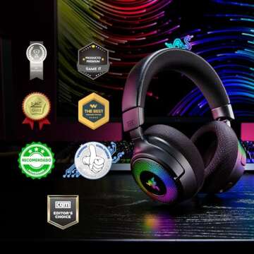 Razer Kraken V4 Wireless Gaming Headset: 2.4GHz, Bluetooth, USB - Super Wideband Mic - 40 mm Drivers...