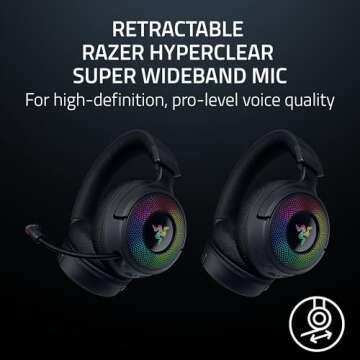 Razer Kraken V4 Wireless Gaming Headset: 2.4GHz, Bluetooth, USB - Super Wideband Mic - 40 mm Drivers - 9 Zone RGB Lighting - for PC, Mac, PS5, Nintendo Switch, Steam Deck, Smartphone - Black