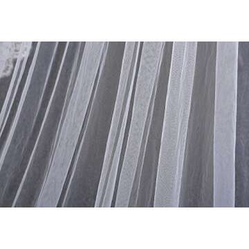 EllieHouse Women's 2 Tier Royal Length Lace Ivory Wedding Bridal Veil With Comb HL08IV