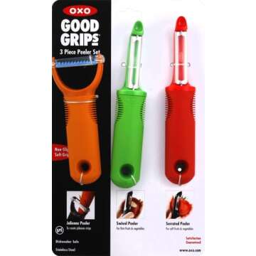 OXO Good Grips 3-Piece Peeler Set - Green/Orange/Red, 10-inch