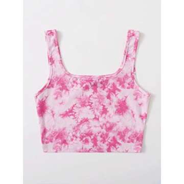 Shop Verdusa Women's Hot Pink Tie Dye Crop Tank Top