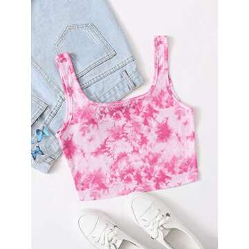 Shop Verdusa Women's Hot Pink Tie Dye Crop Tank Top
