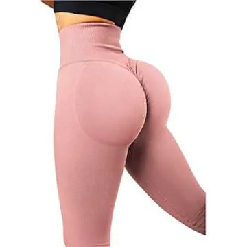 SUUKSESS Scrunch Butt Lifting Seamless Leggings for Women - High Waisted Workout Yoga Pants (Pink, M...
