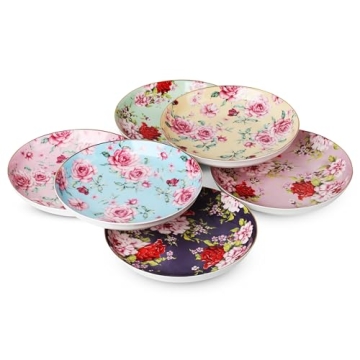 BTaT Porcelain Floral Dessert Plates Set of 6 - Elegant Design
