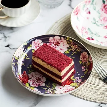 BTaT Porcelain Floral Dessert Plates Set of 6 - Elegant Design