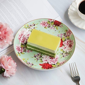 BTaT Porcelain Floral Dessert Plates Set of 6 - Elegant Design