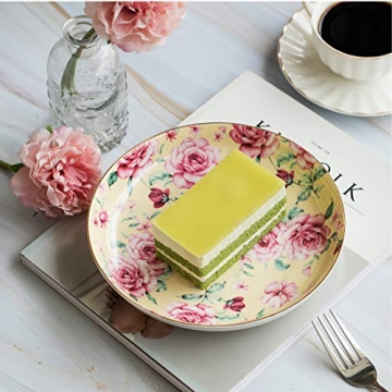 BTaT Porcelain Floral Dessert Plates Set of 6 - Elegant Design