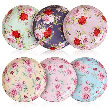 BTaT Porcelain Floral Dessert Plates Set of 6 - Elegant Design