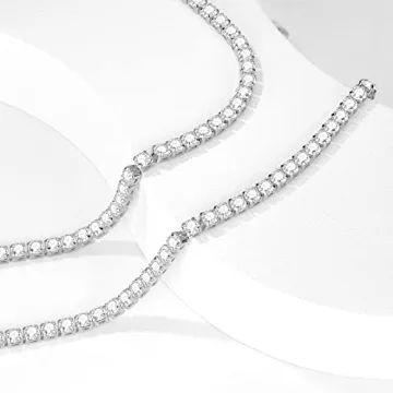 14K Silver Tennis Necklace for Women – Dainty & Elegant