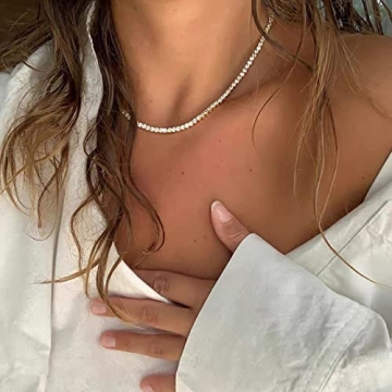 14K Silver Tennis Necklace for Women – Dainty & Elegant