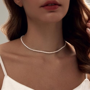 14K Silver Tennis Necklace for Women – Dainty & Elegant