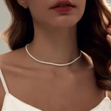 14K Silver Tennis Necklace for Women – Dainty & Elegant