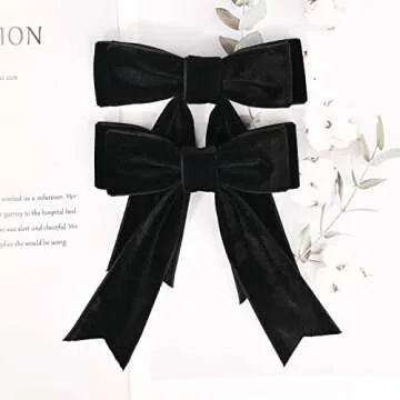2PCS 5" Velvet Black Hair Bows Girls Hair Clips Ponytail Holder Accessories for Girls Toddlers