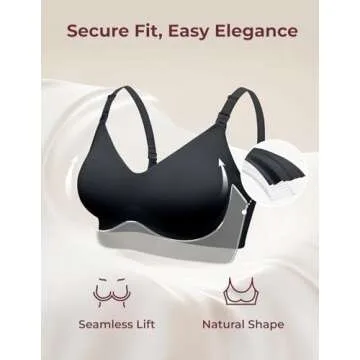 Momcozy Nursing Bras for Breastfeeding Seamless Ultra Comfort Maternity Bra Smooth Wireless Pregnancy Sleeping Bralette Black
