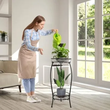 Sturdy YHIJURS 2 Tier Plant Stand for Indoor Outdoor Use