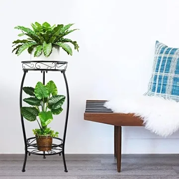 Sturdy YHIJURS 2 Tier Plant Stand for Indoor Outdoor Use