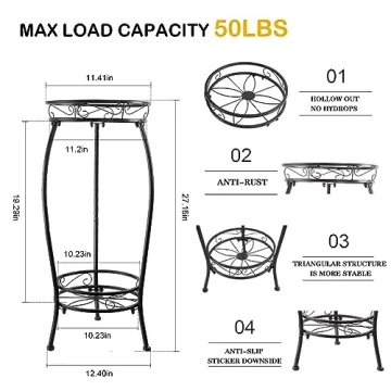 Sturdy YHIJURS 2 Tier Plant Stand for Indoor Outdoor Use