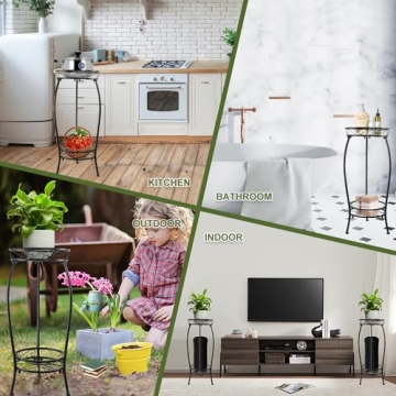 Sturdy YHIJURS 2 Tier Plant Stand for Indoor Outdoor Use