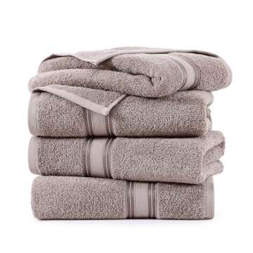 LANE LINEN Large Bath Towels - 100% Cotton Bath Sheets Extra Large, Oversized Bath Towels for Adults, Zero Twist, Quick Dry Bath Sheet Set, Body Towels, 4 Piece Bath Towel Sets for Bathroom- Platinum