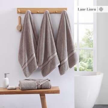 LANE LINEN Large Bath Towels - 100% Cotton Bath Sheets Extra Large, Oversized Bath Towels for Adults, Zero Twist, Quick Dry Bath Sheet Set, Body Towels, 4 Piece Bath Towel Sets for Bathroom- Platinum
