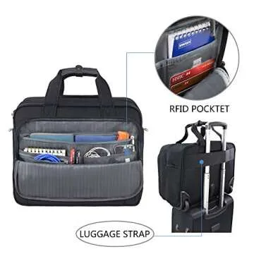KROSER Rolling Laptop Bag Premium Wheeled Briefcase Fits Up to 17.3 Inch Laptop Overnight Roller Case Computer Bag with RFID Pockets for Travel/Business/Men/Women-Black
