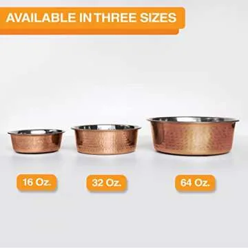 Neater Pet Brands Hammered Decorative Designer Bowls - Luxury Style Premium Dog and Cat Dishes (Large, Copper)