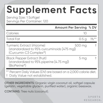 Sports Research Turmeric Curcumin Softgels with Bioperine