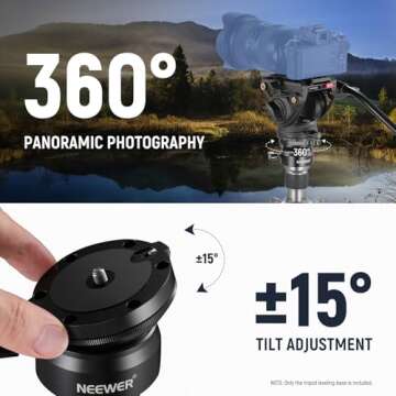 NEEWER Tripod Leveling Base (⌀50mm) Camera Leveler, Bubble Level Aluminum Adjusting Plate with 1/4...