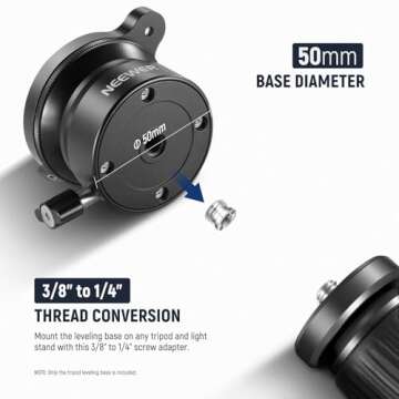 NEEWER Tripod Leveling Base (⌀50mm) Camera Leveler, Bubble Level Aluminum Adjusting Plate with 1/4" 3/8" Mounting Screw Tripod Head Compatible with Canon Nikon Sony DSLR Camera Camcorder, GM11